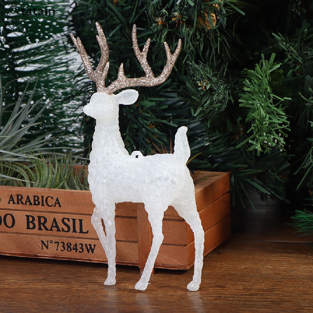 [TAT] Crystal Deer Christmas Forest Elk White Flash Gold Dessert Table Decor for Home CVX