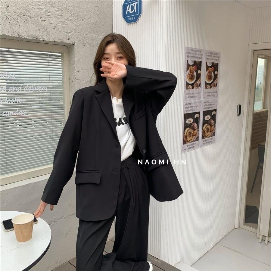 Áo khoác blazer 1 lớp có độn vai dài tay form rộng style Hàn Quốc sang chảnh. Áo vest blazer nữ 1 lớp dài tay form rộng