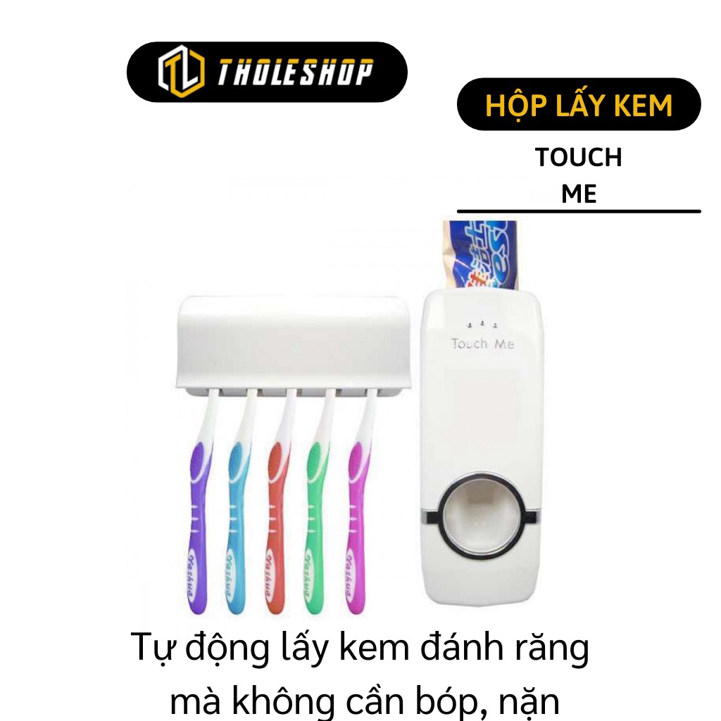 Combo hộp nhả kem và giá treo bản chải đánh răngGIGAHOME Dụng cụ Đựng Kem Đánh Răng Tự Động Touch Me dán tường