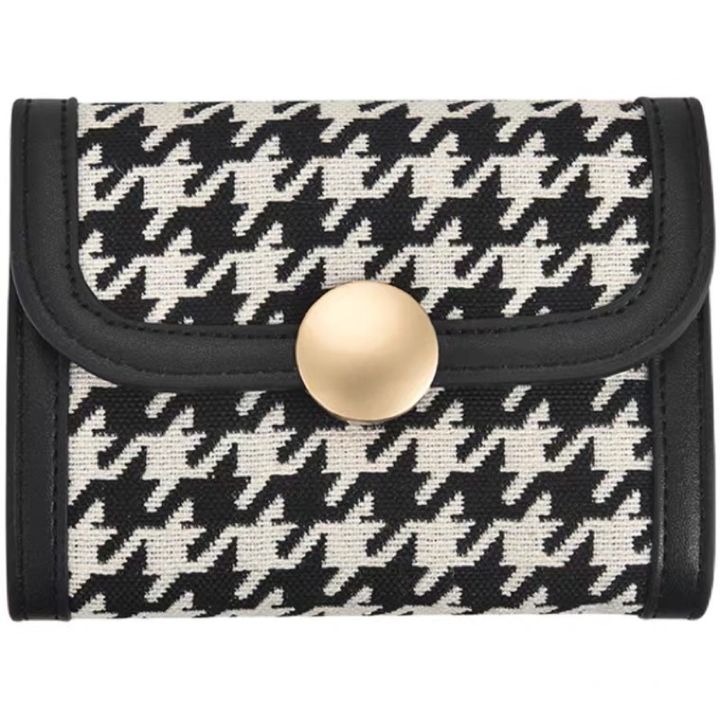 Ví cầm tay hoạ tiết houndstooth, ví đựng thẻ hoạ tiết nanh sói hottrend phong cách thời trang 2022 dành cho nữ