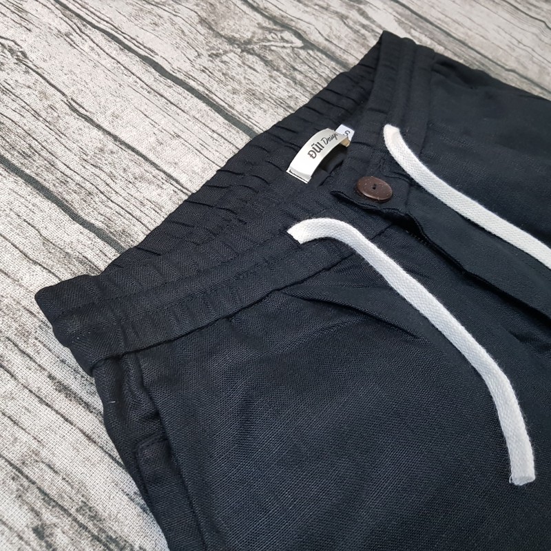 Quần đũi nam cạp chun ống suông dài đen