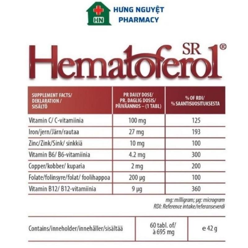 Hematoferol Viên Uống Bổ Sung Sắt, Acid Folic Hỗ Trợ Giảm Nguy Cơ Thiếu Máu Dùng Cho Mẹ Và Bé Hộp 30 Viên