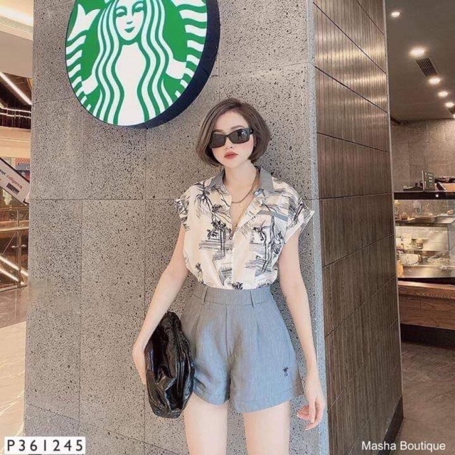 sét sơ mi hoạ tiết mix quần