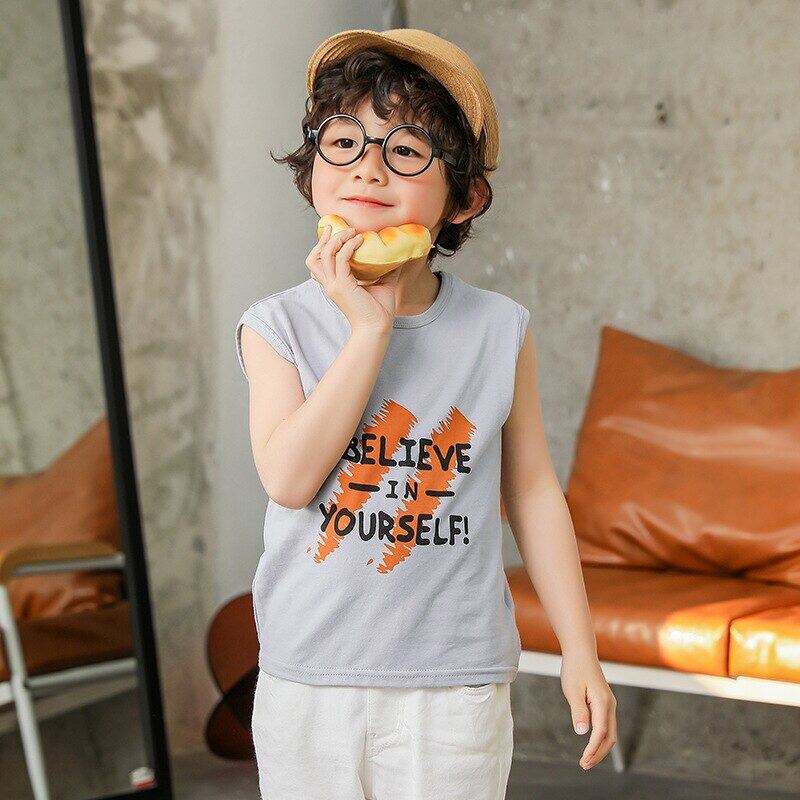 Áo Thun Sát Nách Vải Cotton In Hoạt Hình Dễ Thương Thời Trang Mùa Hè Cho Bé Trai Từ 4-9 Tuổi