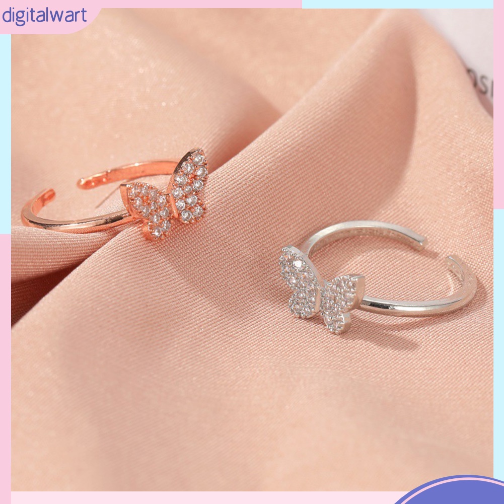 Nhẫn Hợp Kim Hở Hình Bướm Đính Đá Thời Trang Cho Nữ