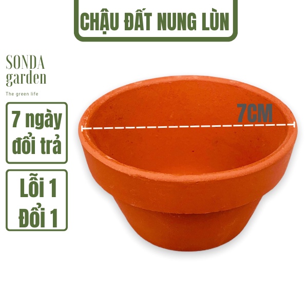 Chậu đất chậu đất nung lùn SONDA Garden đường kính 7cm, siêu đẹp, lỗi 1 đổi 1