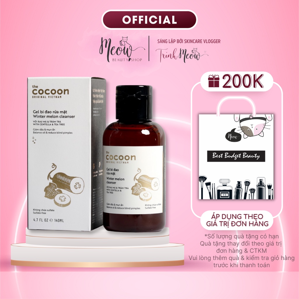 Gel bí đao rửa mặt Cocoon 140ml