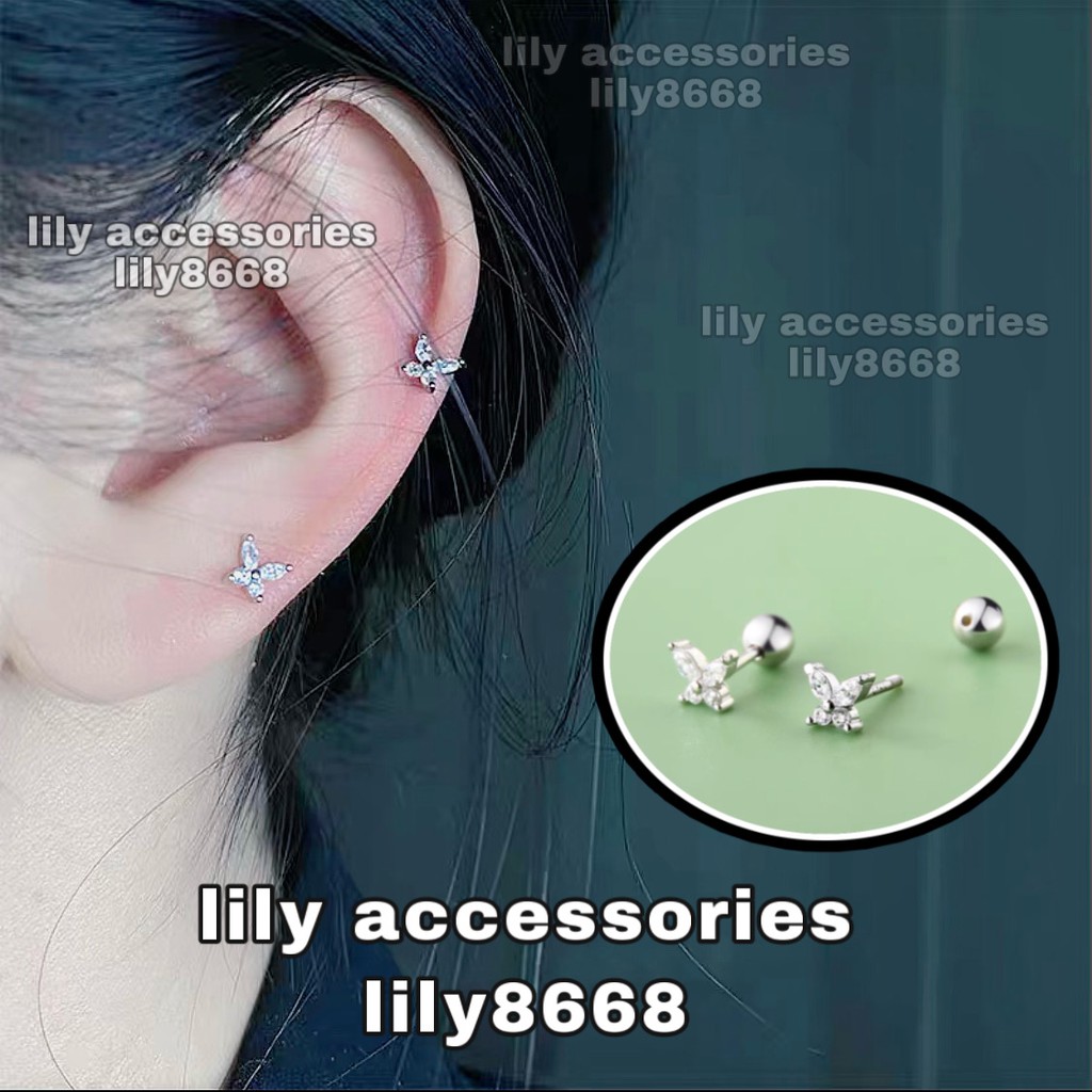 Butterfly Earring khuyên tai bông tai titan hình bướm đính kim không gỉ không đen không dị ứng