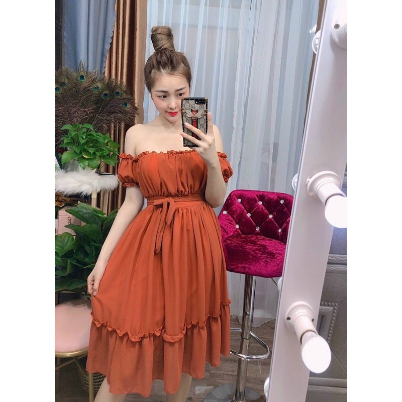 Váy Đầm Nữ Trễ Vai Dáng Xòe Dự Tiệc , Dạo Phố Sang Chảnh | BigBuy360 - bigbuy360.vn