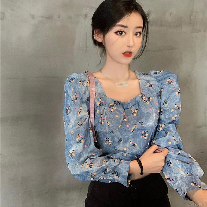 Áo kiểu nữ tay dài cổ vuông phong cách thời trang quyến rũ cho phái nữ | BigBuy360 - bigbuy360.vn