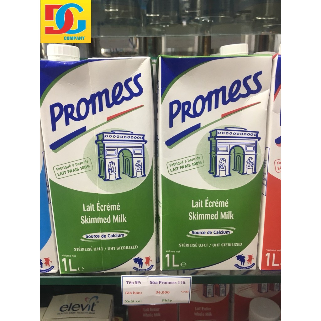 Sữa Tươi Không Béo Tiệt Trùng Promess 1L -Hộp Pháp