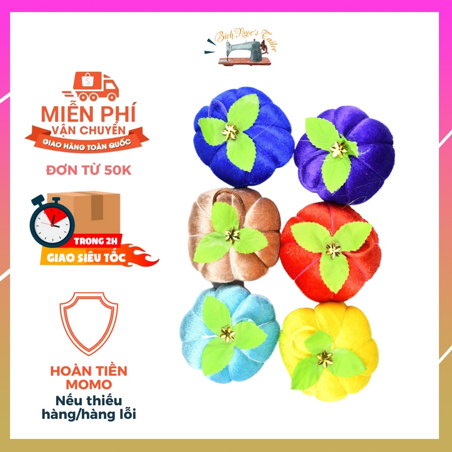 Đệm ghim kim hình trái bí đỏ | Sỉ &amp; Lẻ | Tiệm may Bí Ngô