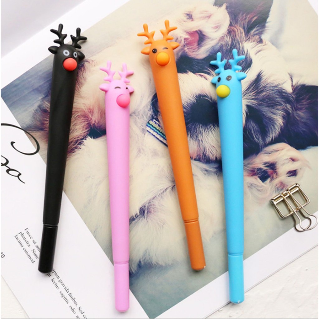 Bút bi nước mực đen hình Tuần lộc giáng sinh cute ngòi 0.5mm BMBooks