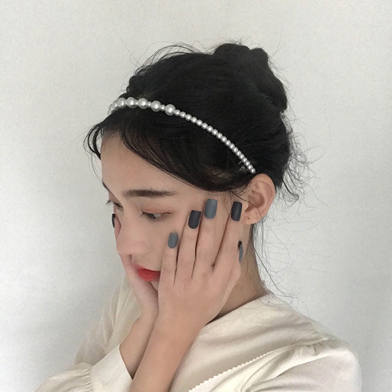 Băng đô cài tóc đính hạt ngọc trai lớn phong cách Hàn Quốc thiết kế thanh lịch cho nữ