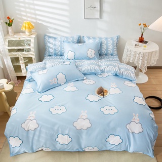 Bộ 5 món chăn ga vỏ gối (Hình Thật) Chần Bông hoặc vỏ chăn Mây Xanh Mát Cotton M2*2M-M4*2M- M6*2M-M8*2M