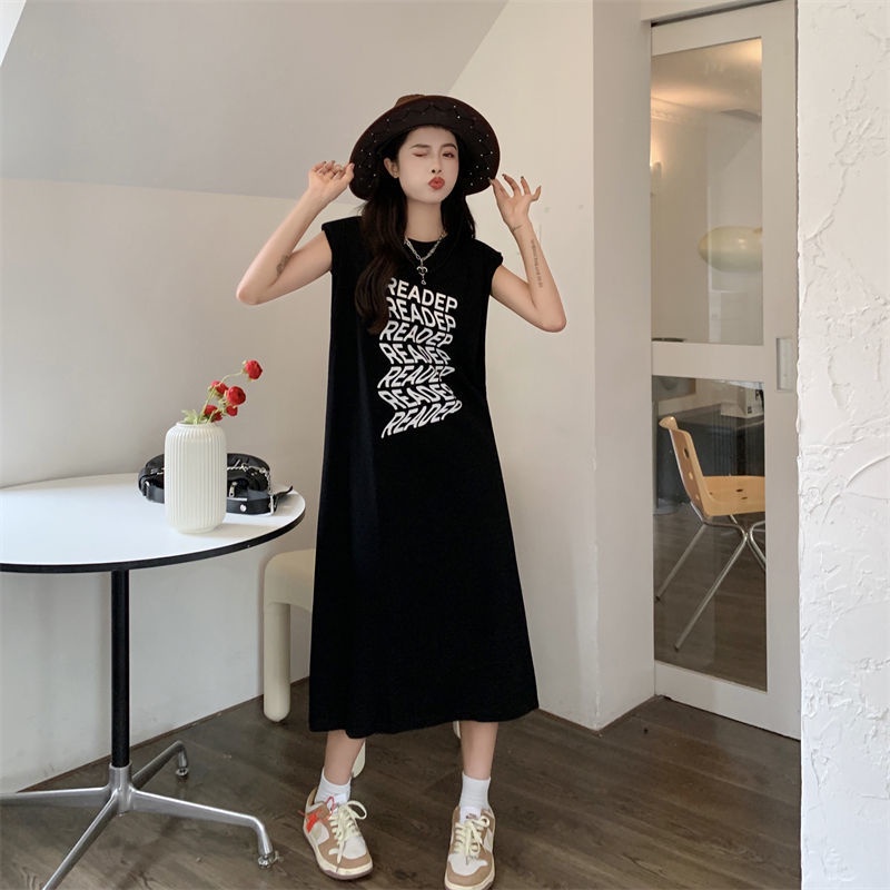 [Linin] Đầm Sát Nách Dáng Rộng Hở Lưng Có Đệm Mút Size Lớn Thời Trang Mùa Hè Cho Nữ