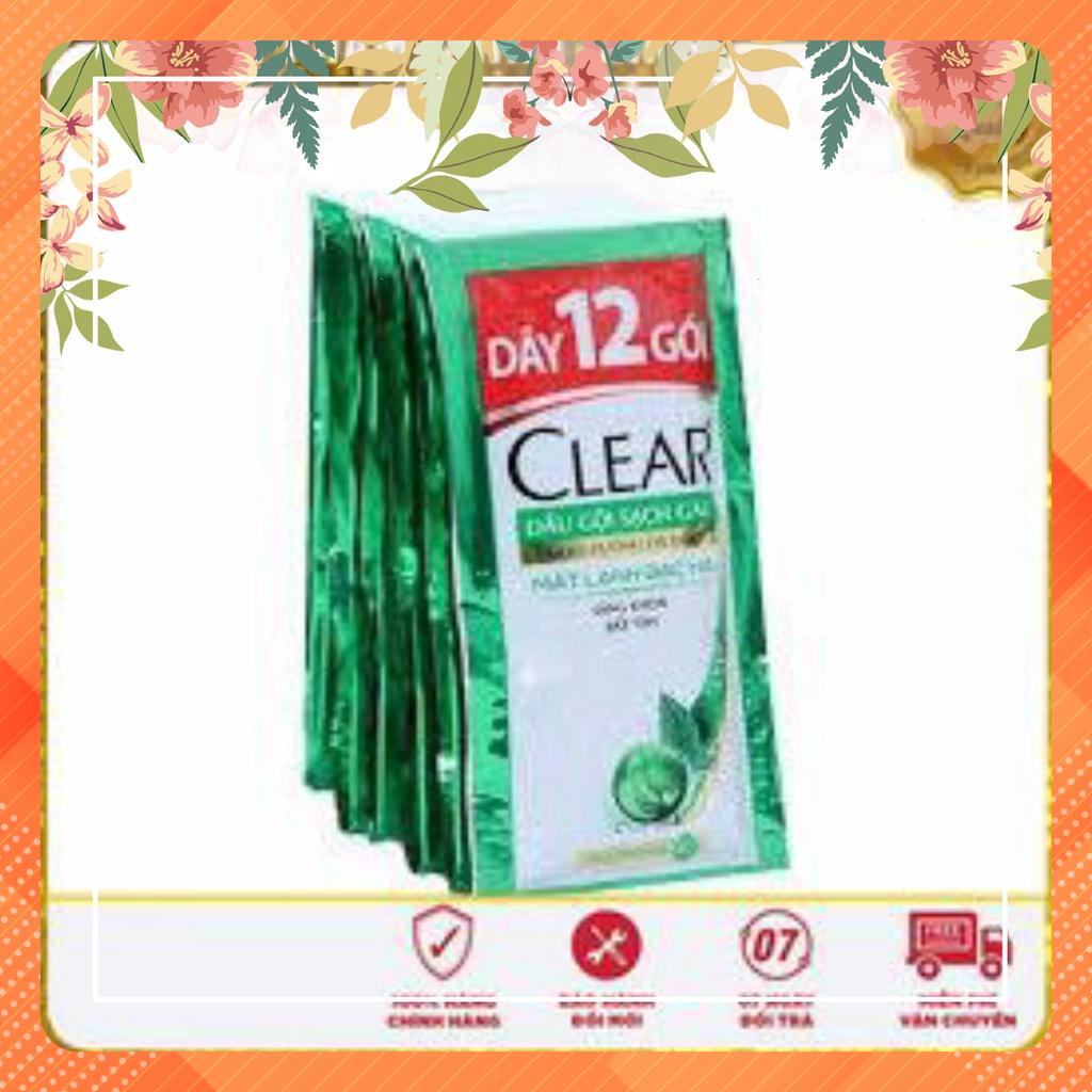 Combo 6 Dây Dầu Gội Sạch Gàu Clear Mát Lạnh Bạc Hà 6g (Dây 12Gói)