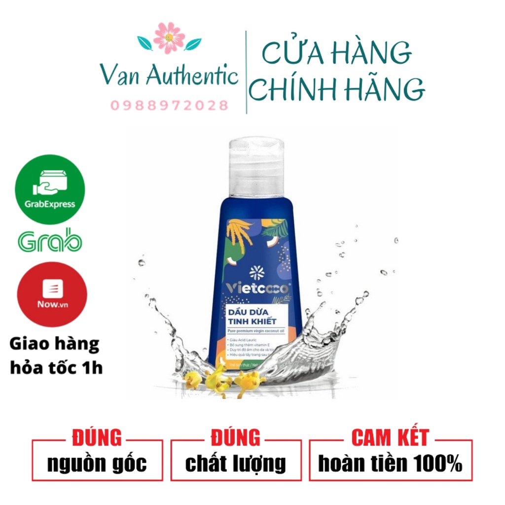 Dầu Dừa Nguyên Chất Dưỡng Môi Dưỡng Tóc Vietcoco - Chai Pet 50ml