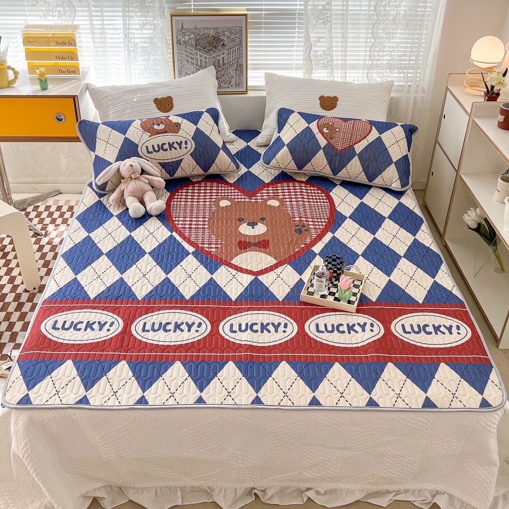 Chiếu điều hoà cao su non 5D Tencel mát lạnh, chiếu cao su non loại 1 mẫu mới tặng kèm 2 vỏ gối đầu