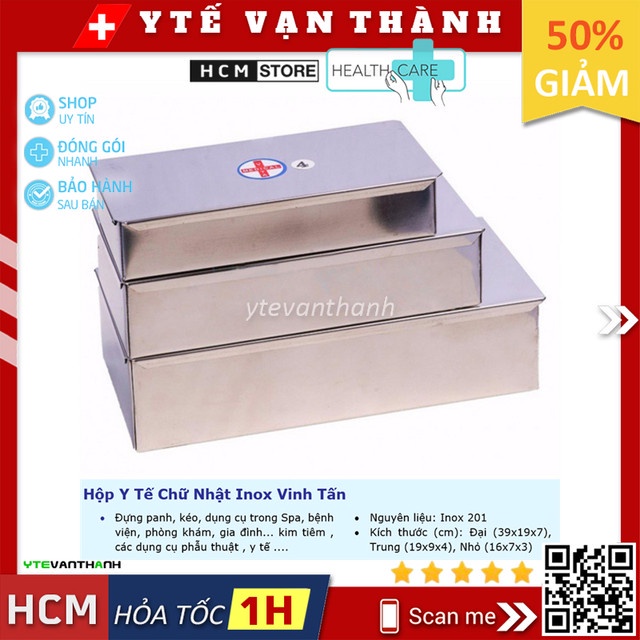 ✅ Hộp Y Tế Chữ Nhật Inox Vinh Tấn | (Inox 304 Cao Cấp) -VT0282