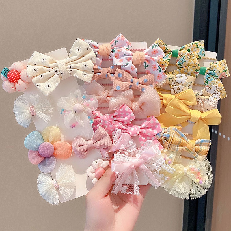 Kẹp Tóc Cao Su Đính Nơ Họa Tiết Hoạt Hình Dễ Thương Cho Bé Gái