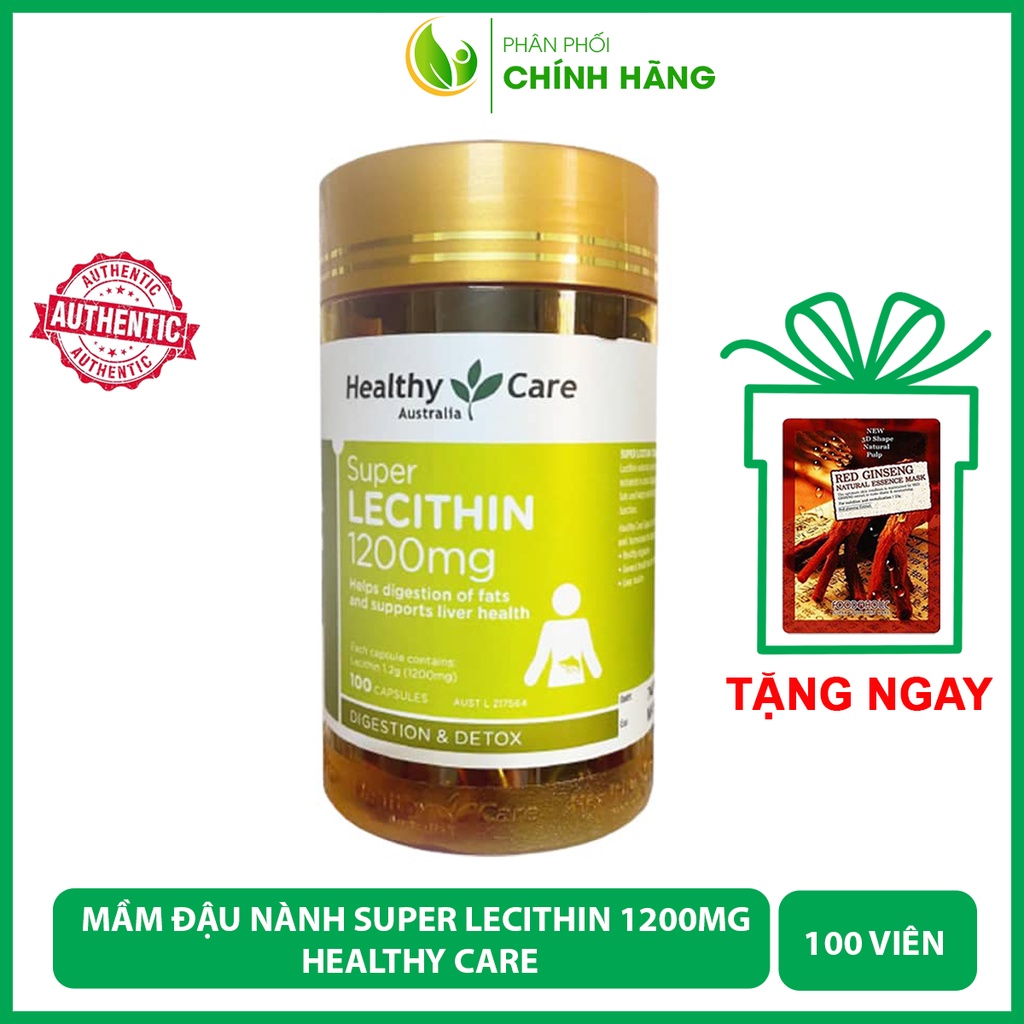 Viên Uống Mầm Đậu Nành Healthy Care Super Lecithin 1200mg Lọ 100 Viên Của Úc