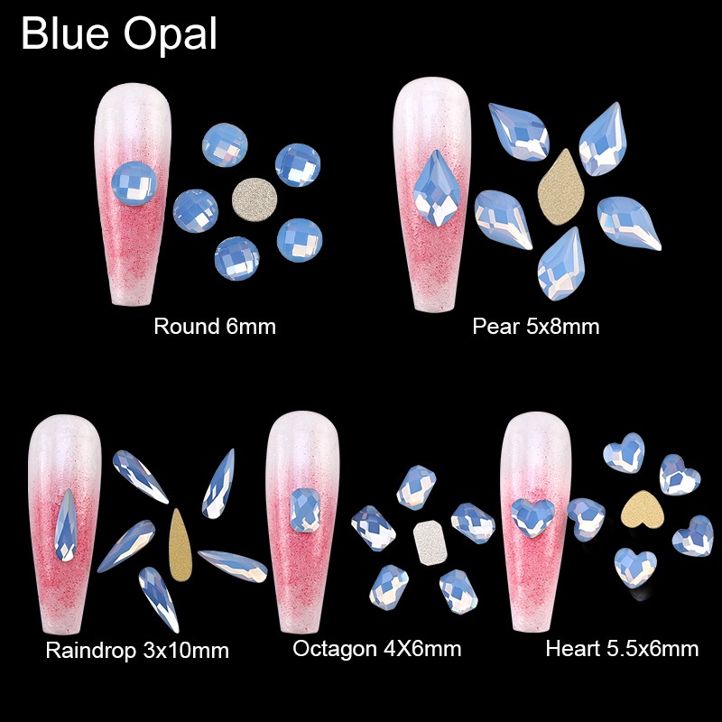 Bộ 20 Viên Đá Opal 3D Đính Móng Tay Lấp Lánh