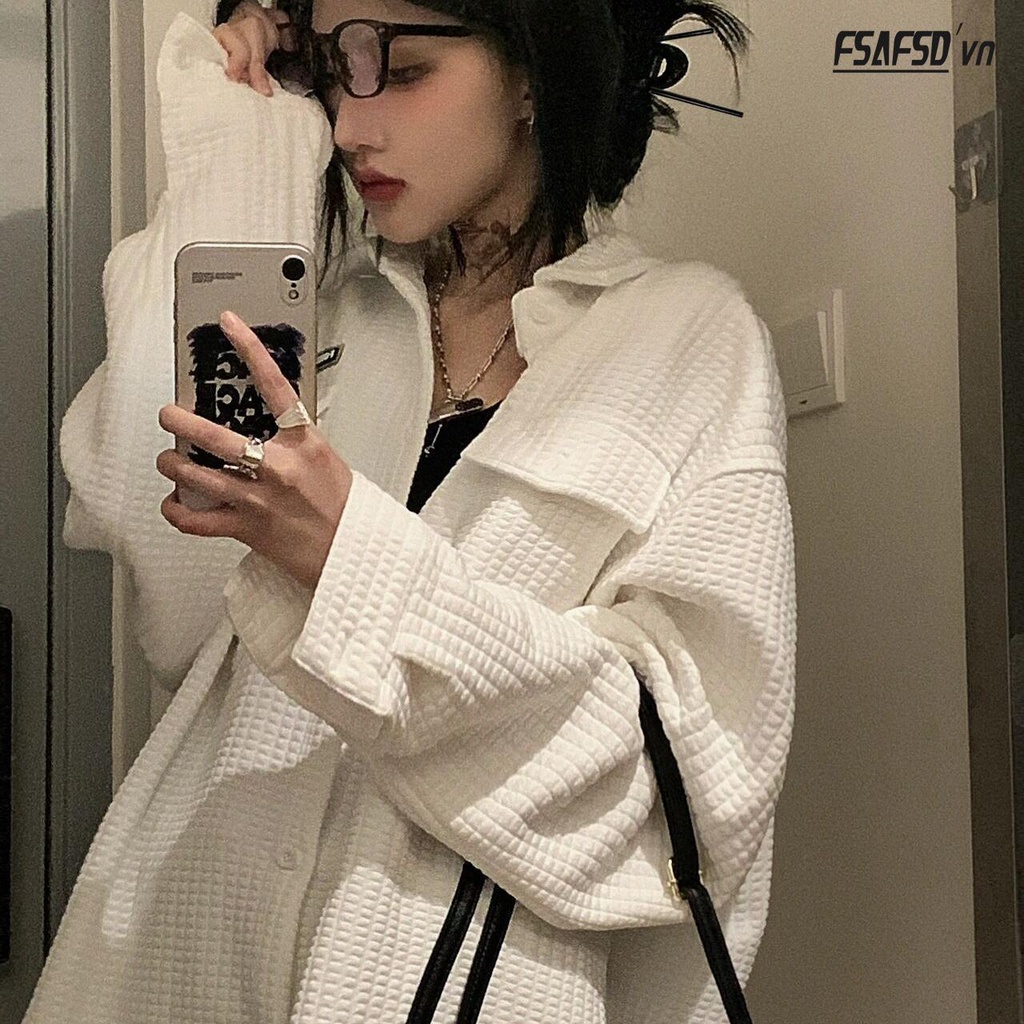 Áo Khoác Nữ Phong Cách Retro Mỹ Cá Tính