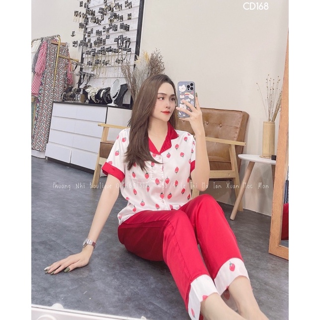 Đồ ngủ Pijama lụa SATIN - tay ngắn quần dài vải mềm mịn, sang trọng ạ🥰