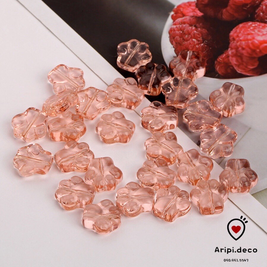 Charm thủy tinh/ charm đá chân mèo xỏ lỗ 2 đầu T1 /Nguyên liệu làm vòng tay /handmade / resin