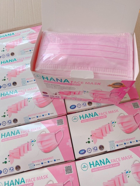 Khẩu trang y tế 4 lớp kháng khuẩn HANA hộp 50 cái