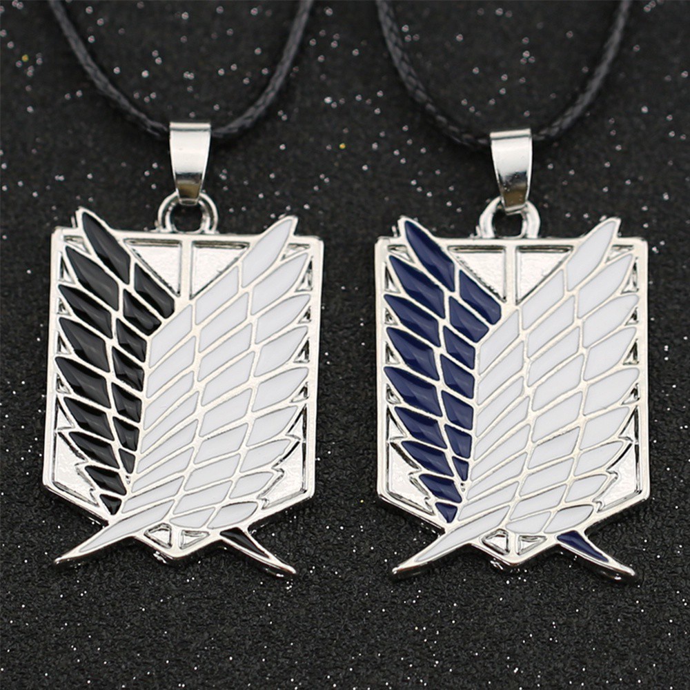 MXMUSTY Unisex Giant Survey Corps Necklaces Metal Cosplay Jewelry Anime Attack on Titan Necklaces Wings Of Liberty PU Leather Chain Recon Corp Badge Cartoon Freedom Wings Pendant Necklaces/Multicolor
