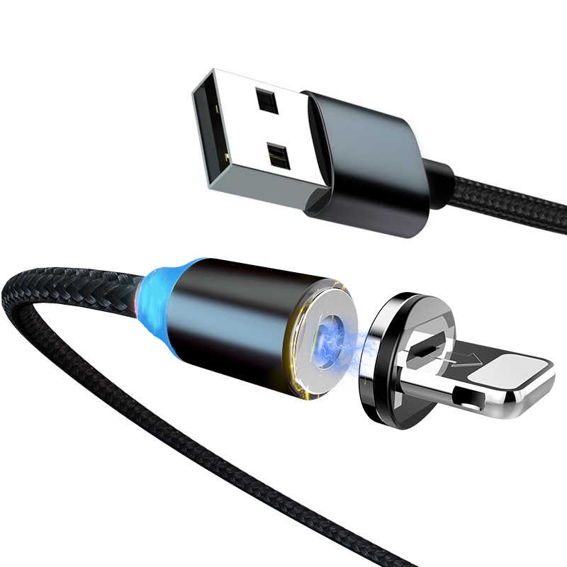 Dây Cáp Sạc Nhanh Nam Châm 3 Đầu Iphone/ micro USB/ Type C Xoay 360 Độ Dây Dù Có LED Cao Cấp