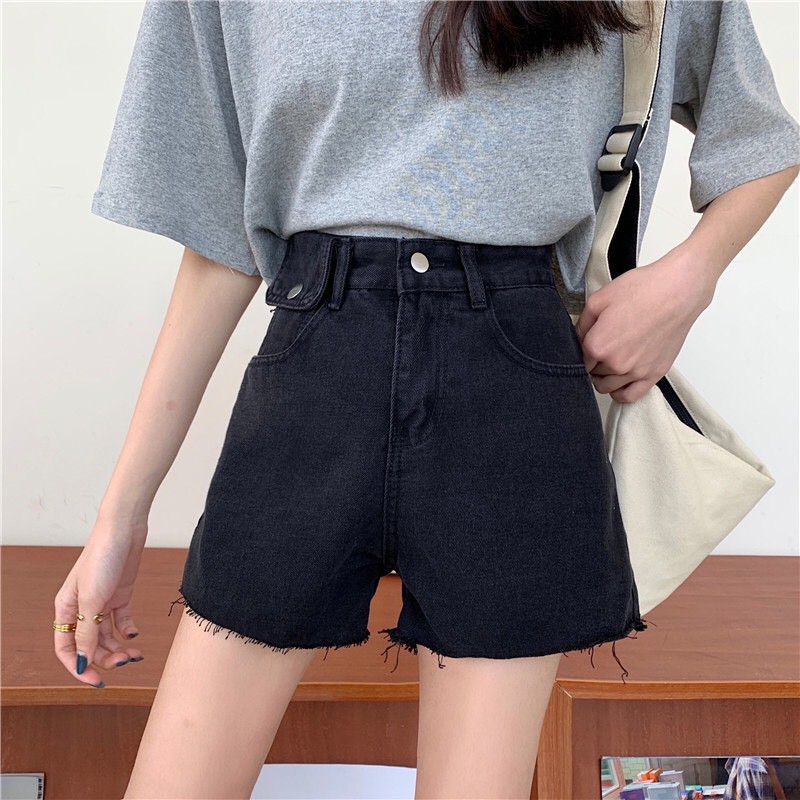 Quần Short Cạp Cao Ống Rộng Tua Gấu _C9
