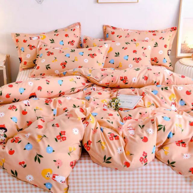 Bộ Chăn Ga Gối Cotton Poly Bông Hoa Nhỏ