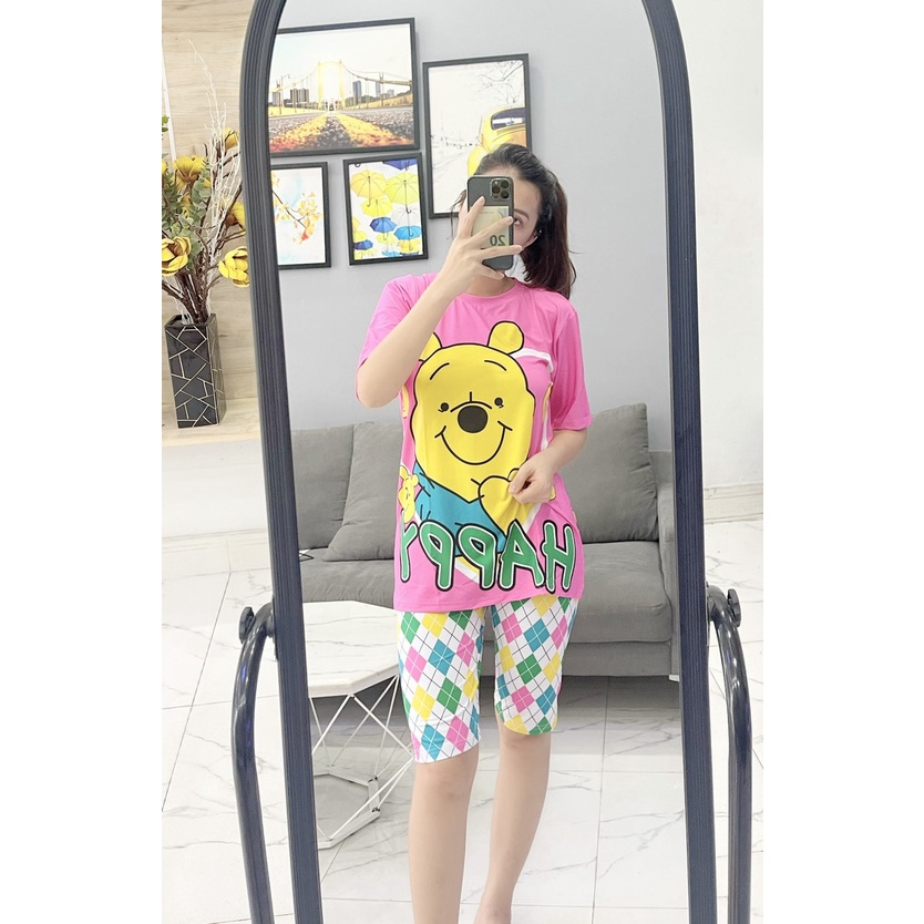 Đồ Bộ Thun Lạnh Nữ Bigsize Set Quần Áo Lửng Cho Bé Gái Size Đại Cồ 42-65 Kg In Hoạt Hình 3D Siêu Yêu Homie Kids