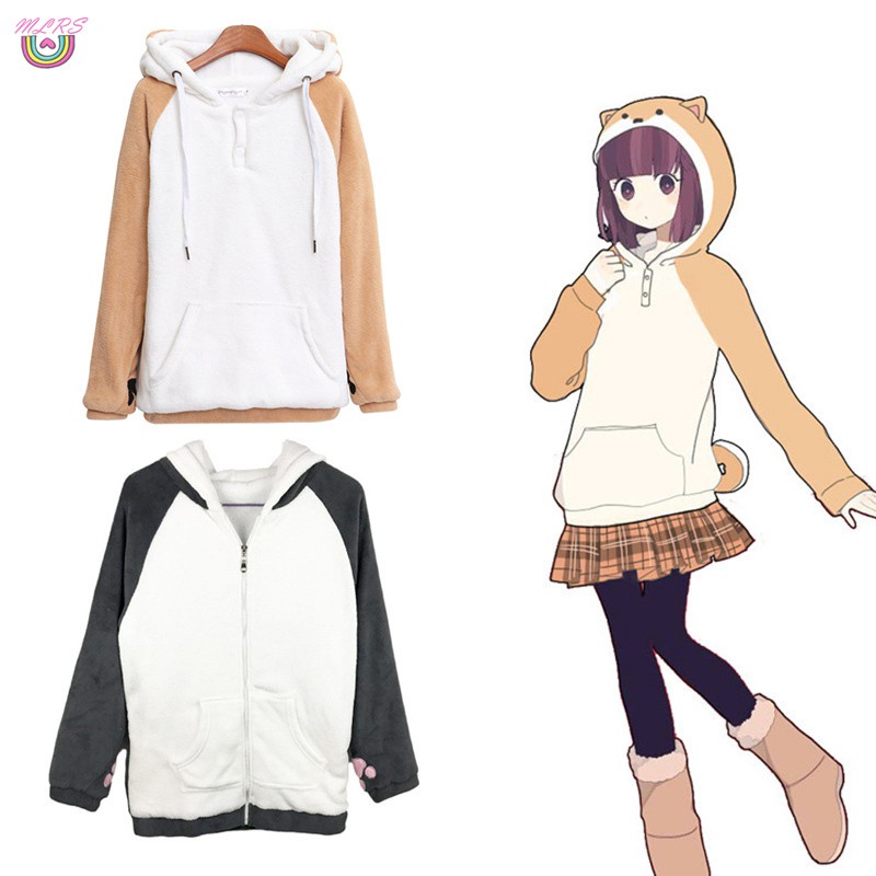 Áo Hoodie Có Nón In Hình Chó Shiba Inu Husky Dễ Thương Phong Cách Nhật Bản Cho Nữ