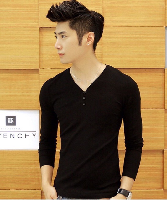 Áo thun nam tay dài cổ tim trơn màu vải đẹp mát tigershop Tgs071 | BigBuy360 - bigbuy360.vn