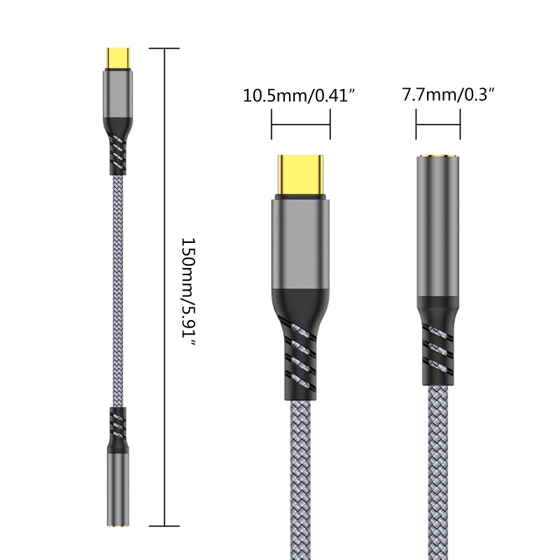 Dây Cáp Chuyển Đổi Type C Sang 3.5mm Bằng Nilon Bện Cho Các Thiết Bị Type-C
