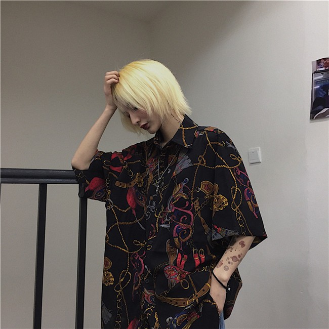 🔥 🔥Áo Sơ Mi Tay Ngắn In Họa Tiết Phong Cách Retro | BigBuy360 - bigbuy360.vn