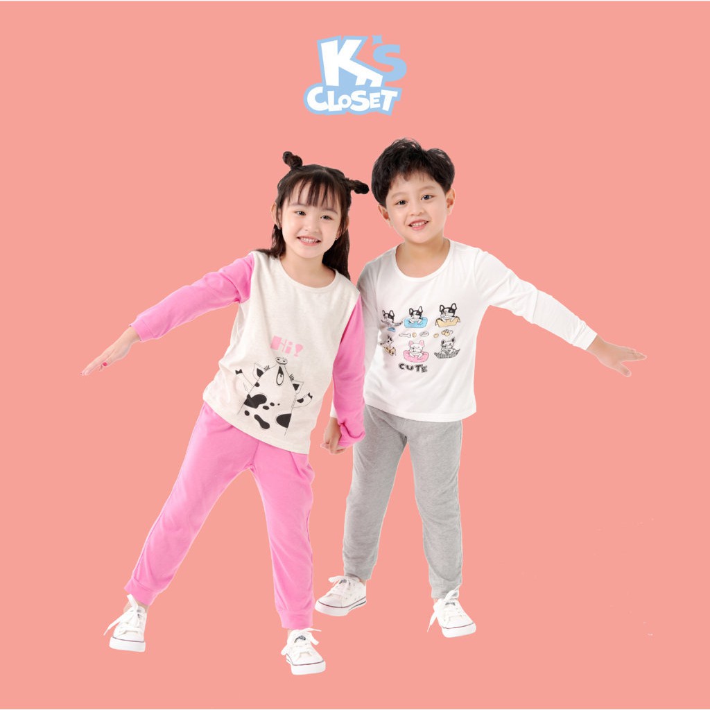 Bộ Quần Áo Cotton Dài Tay Cho Bé Trai và Bé Gái (1-9 Tuổi) K's Closet E034TEF / E036TEF / E043TEF TM | WebRaoVat - webraovat.net.vn