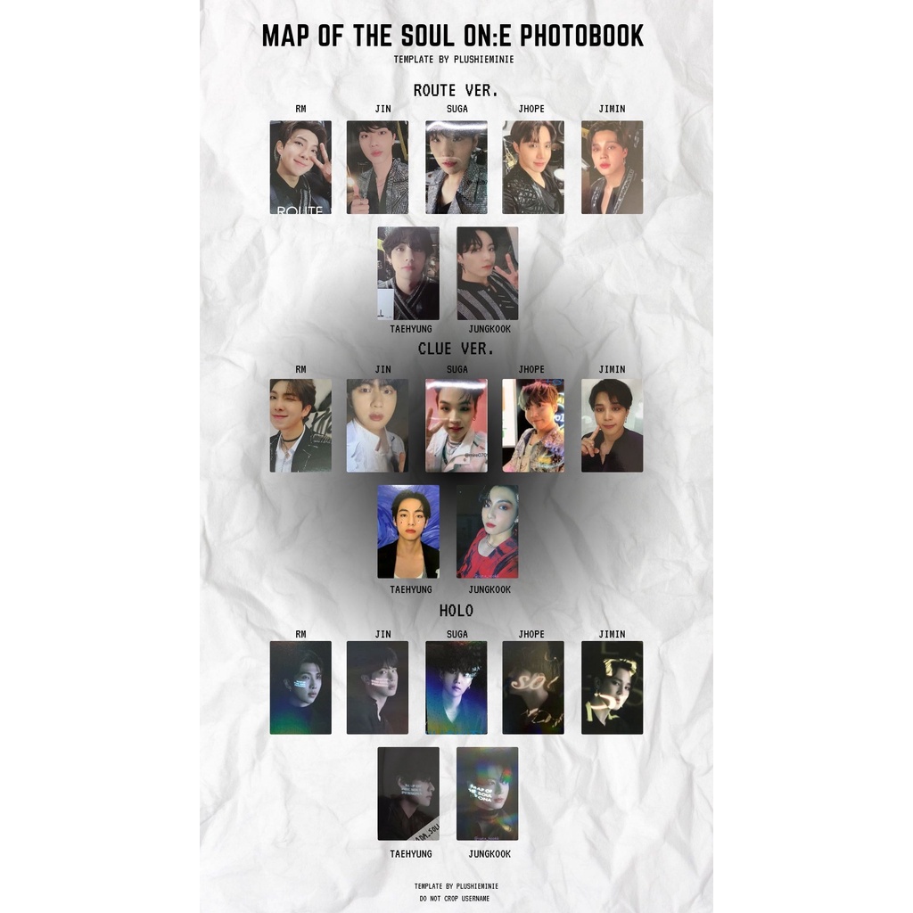 Ảnh Thẻ Laser Hình Nhóm Nhạc BTS MAP OF THE SOUL ON:E