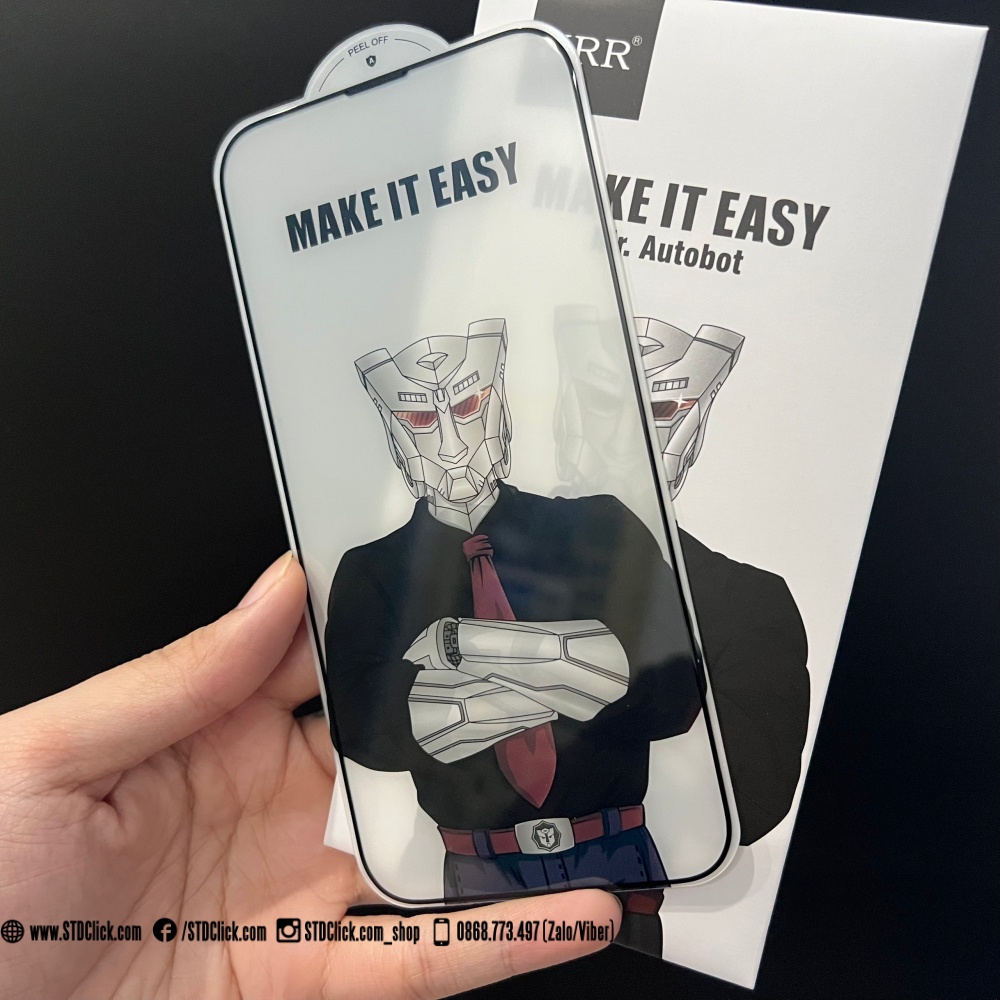 KÍNH CƯỜNG LỰC IPHONE 13 - 13 PRO - 13 PRO MAX URR AUTOBOT ANTI DUST CÓ MÀNG LOA CHÍNH HÃNG