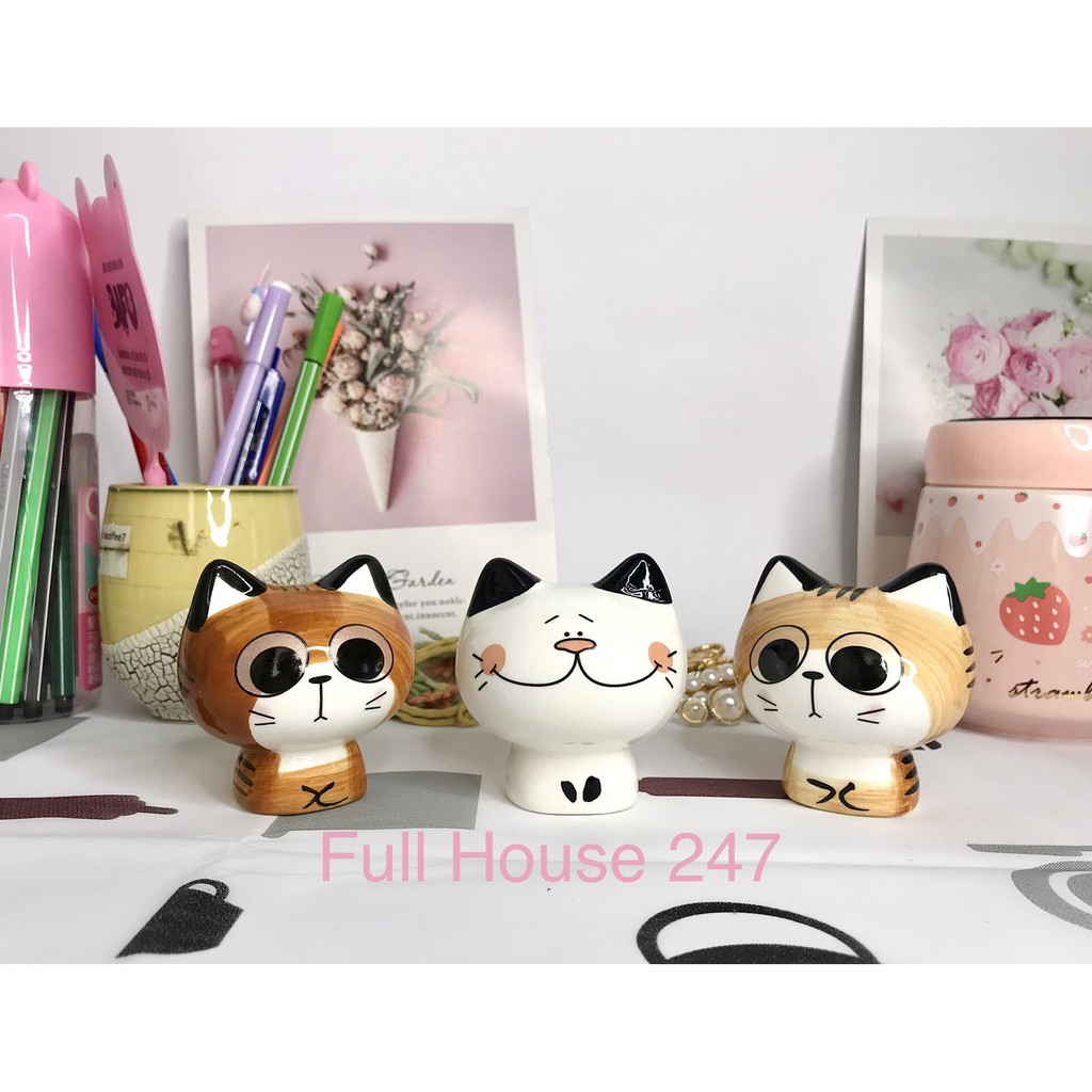 Tượng gốm sứ hình mèo neko trang trí bàn làm việc tượng decor mèo các trạng thái đáng yêu ngộ nghĩnh