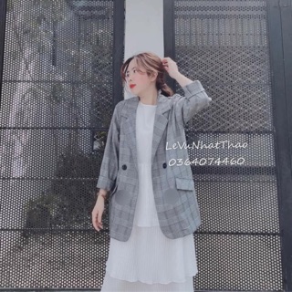 Áo vest kẻ 2 cúc caro dành cho nữ