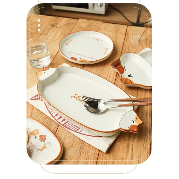Bộ bát đĩa hình mèo, bát đĩa decor, bát đĩa đẹp