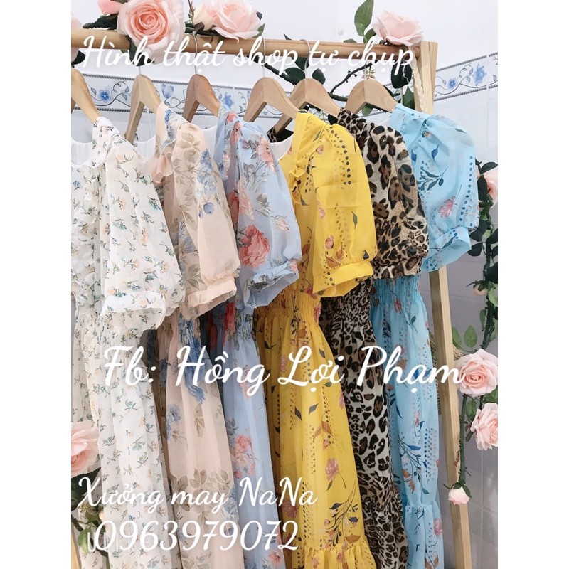 Đầm hoa nhí tay phồng bèo cánh tiên (hình thật+video) | BigBuy360 - bigbuy360.vn