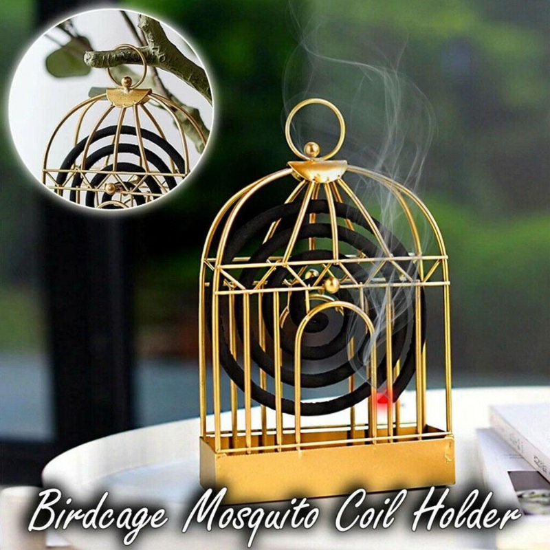 Giá đỡ cuộn nhang muỗi bằng sắt thiết kế hình lồng chim độc đáo trang trí nhà cửa/ngoài trời