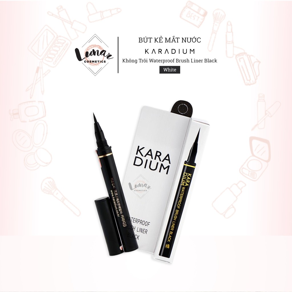 [Mẫu Mới] Bút Kẻ Mắt Nước Karadium Không Trôi Waterproof Brush Liner Black Vỏ Trắng - Bút Kẻ Dạ Karadium Hàn Quốc