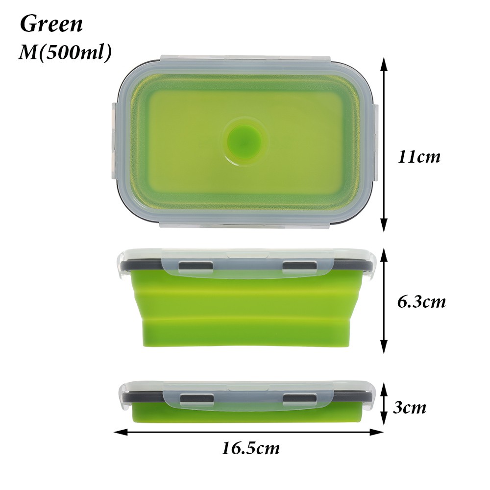Hộp silicone màu trơn có thể gấp gọn dùng đựng thực phẩm có nắp đậy tiện dụng